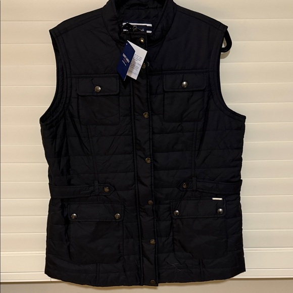 Saint James Jackets & Blazers - Saint James Mademoiselle Navy Quilted Vest with beautiful stripes on lining. 14